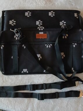 Paw-Print VEHICLE Travel Pet Carrier Safety Bag + 2 Seat Belt Straps